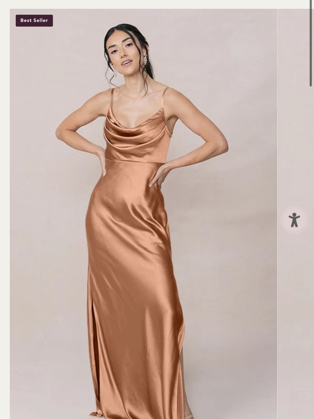 Revelry Satin Cowl Maxi Dress in Copper